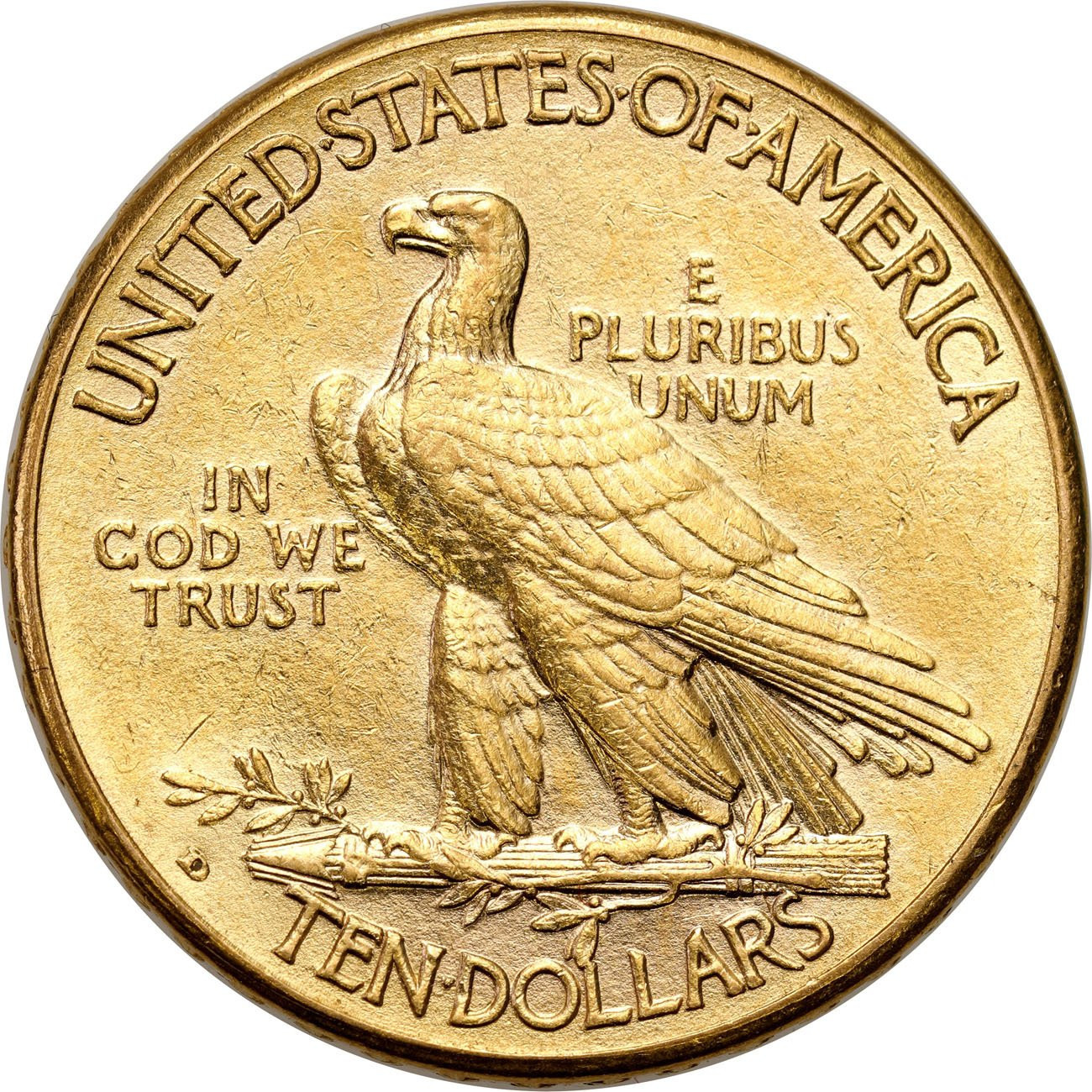 USA. Złote 10 $ dolarów INDIANIN 1909 D Denver